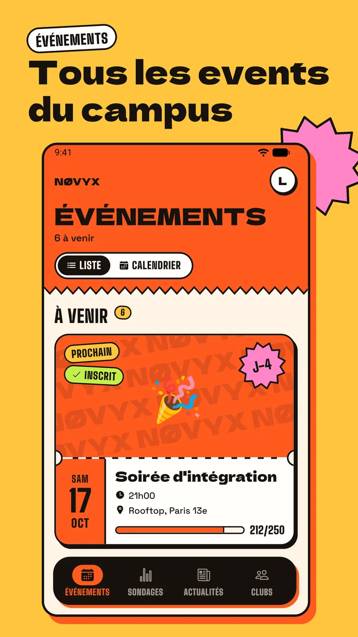 Capture d'écran — Événements