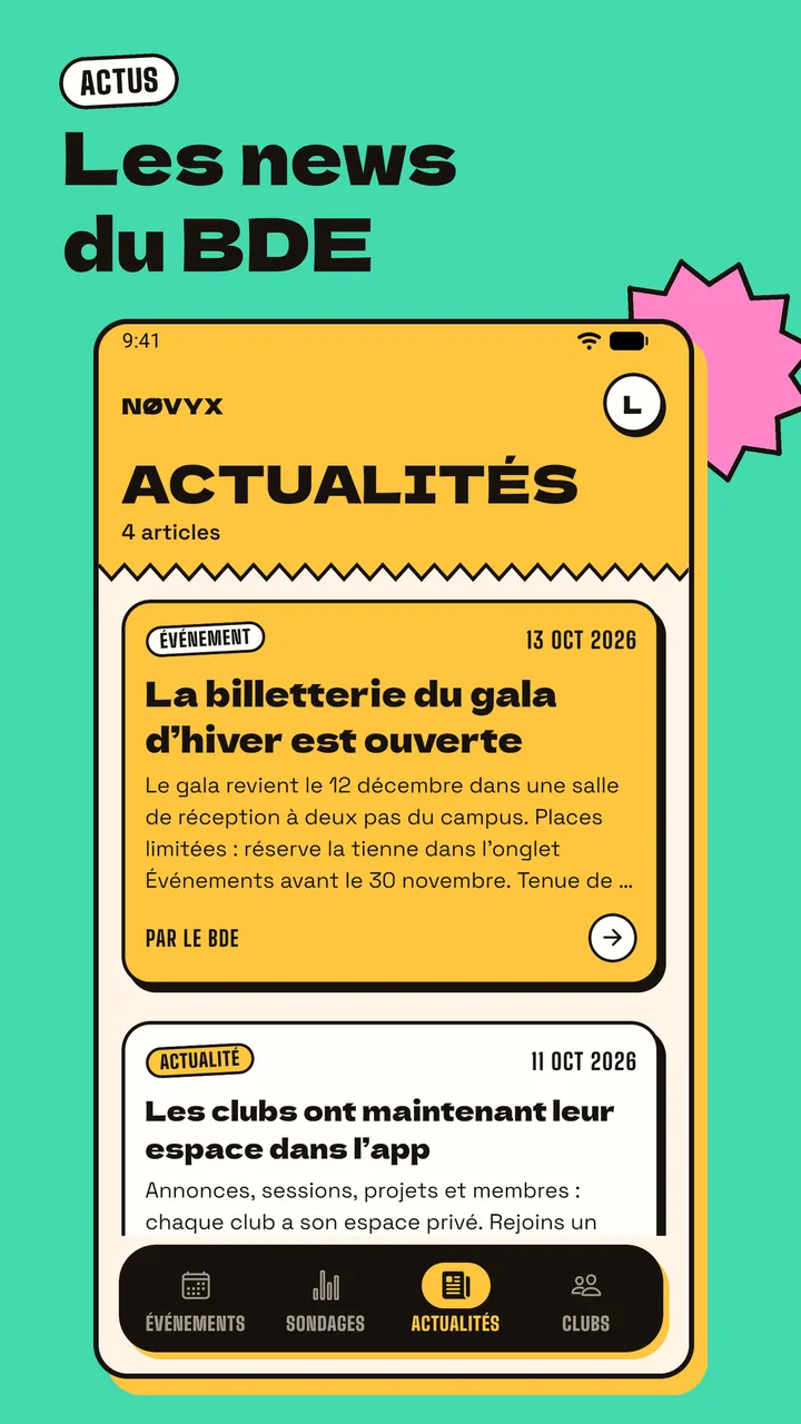 Capture d'écran — Actualités